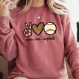 Peace Love Baseball Mom Leopard Print Cheetah Pattern Comfort Colors Sweatshirt Orchid