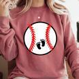 Pregnant Baseball Mom Pregnancy Announcement Baby Feet Belly Comfort Colors Sweatshirt Orchid Pregnant Baseball Mom Pregnancy Announcement Baby Feet Belly Comfort Colors Sweatshirt Orchid