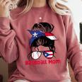 Puerto Rico Baseball Mom Messy Bun Boricua Comfort Colors Sweatshirt Orchid Puerto Rico Baseball Mom Messy Bun Boricua Comfort Colors Sweatshirt Orchid