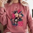 Punk Girl With Anger Kanji And Baseball Bat Comfort Colors Sweatshirt Orchid Punk Girl With Anger Kanji And Baseball Bat Comfort Colors Sweatshirt Orchid
