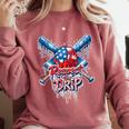 Respect The Drip Baseball American Flag Ice Cream Drip Youth Comfort Colors Sweatshirt Orchid Respect The Drip Baseball American Flag Ice Cream Drip Youth Comfort Colors Sweatshirt Orchid