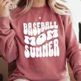Retro Baseball Mom Summer Groovy Appreciation Comfort Colors Sweatshirt Orchid
