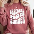 Retro Baseball Mom Summer Groovy Appreciation Premium Comfort Colors Sweatshirt Orchid