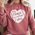 Retro My Heart Is On That Field Baseball Mom Mother's Day Comfort Colors Sweatshirt Orchid Retro My Heart Is On That Field Baseball Mom Mother's Day Comfort Colors Sweatshirt Orchid