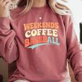 Weekends Coffee Baseball Retro Vibes Comfort Colors Sweatshirt Orchid