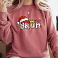 Santa Bruh Baseball Christmas Xmas Meme Pajamas Family Comfort Colors Sweatshirt Orchid