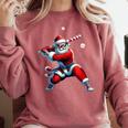 Santa Playing Baseball Men Boys Christmas Baseball Player Comfort Colors Sweatshirt Orchid Santa Playing Baseball Men Boys Christmas Baseball Player Comfort Colors Sweatshirt Orchid