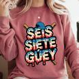 SEIS Siete Guey Baseball Drip Mexico Spanish 67 Slang Boys Comfort Colors Sweatshirt Orchid SEIS Siete Guey Baseball Drip Mexico Spanish 67 Slang Boys Comfort Colors Sweatshirt Orchid