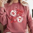 Six Seven Baseball Lover Sports Red Heart Bow Valentine Girl Comfort Colors Sweatshirt Orchid