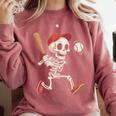 Skeleton Batting Baseball Halloween Boys Men Kids Comfort Colors Sweatshirt Orchid