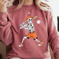 Skeleton Batting Baseball Halloween Comfort Colors Sweatshirt Orchid Skeleton Batting Baseball Halloween Comfort Colors Sweatshirt Orchid