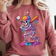 Skelton Playing Baseball Halloween Baseball Drip Boys Kids Comfort Colors Sweatshirt Orchid Skelton Playing Baseball Halloween Baseball Drip Boys Kids Comfort Colors Sweatshirt Orchid