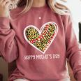 Softball Baseball Mom Valentine Leopard Heart Mother's Day Comfort Colors Sweatshirt Orchid