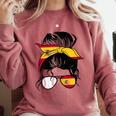 Spanish Baseball Mom Messy Bun Spain Baseball Girl Comfort Colors Sweatshirt Orchid Spanish Baseball Mom Messy Bun Spain Baseball Girl Comfort Colors Sweatshirt Orchid