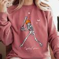 Spooky Season Skeleton Baseball Player Halloween Batter Comfort Colors Sweatshirt Orchid