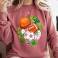 St Patricks Day Shamrock Basketball Baseball Football Soccer Comfort Colors Sweatshirt Orchid