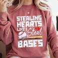Stealing Hearts Like I Steal Bases Baseball Valentines Comfort Colors Sweatshirt Orchid Stealing Hearts Like I Steal Bases Baseball Valentines Comfort Colors Sweatshirt Orchid