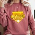 Strike Out Childhood Cancer Boys Baseball Drip Gold Ribbon Comfort Colors Sweatshirt Orchid