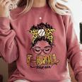 T Ball Mom Messy Bun Leopard Baseball Mom Leopard Comfort Colors Sweatshirt Orchid