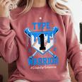T1D Warrior Baseball Drip Diabetes Awareness Blue Ribbon Comfort Colors Sweatshirt Orchid