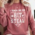 I Teach My Kid To Hit And Steal Baseball Mom Comfort Colors Sweatshirt Orchid I Teach My Kid To Hit And Steal Baseball Mom Comfort Colors Sweatshirt Orchid