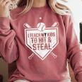 I Teach My Kids To Hit & Steal Baseball Player Coach Dad Tee Comfort Colors Sweatshirt Orchid I Teach My Kids To Hit & Steal Baseball Player Coach Dad Tee Comfort Colors Sweatshirt Orchid