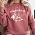 I Teach My Kids To Hit And Steal Baseball Mom Comfort Colors Sweatshirt Orchid