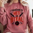 I Teach Kids To Hit And Steal Baseball Softball Coach Premium Tri-Blend Comfort Colors Sweatshirt Orchid I Teach Kids To Hit And Steal Baseball Softball Coach Premium Tri-Blend Comfort Colors Sweatshirt Orchid