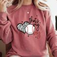 That's My Boy Leopard Heart Baseball Mom Premium Comfort Colors Sweatshirt Orchid