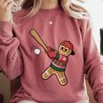 Ugly Christmas Sweater Gingerbread Baseball Toddler Kids Comfort Colors Sweatshirt Orchid