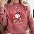 Valentine My Heart Belongs Baseball Lover Boy Men Comfort Colors Sweatshirt Orchid