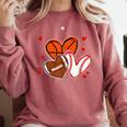 Valentines Baseball Basketball Football Heart Boy Men Comfort Colors Sweatshirt Orchid Valentines Baseball Basketball Football Heart Boy Men Comfort Colors Sweatshirt Orchid