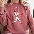 Valentines Day Baseball Batter Silhouette Heart For Men Boys Comfort Colors Sweatshirt Orchid