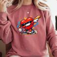 Valentines Day Baseball Dabbing Red Heart Love Boys Comfort Colors Sweatshirt Orchid Valentines Day Baseball Dabbing Red Heart Love Boys Comfort Colors Sweatshirt Orchid