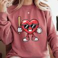 Valentines Day Heart Playing Baseball Boys Men Kids Girls Comfort Colors Sweatshirt Orchid