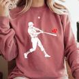 Valentines US Baseball Player Silhouette Heart Comfort Colors Sweatshirt Orchid