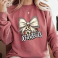 Wildcats Baseball Leopard Print Coquette Bow Mascot Game Day Comfort Colors Sweatshirt Orchid Wildcats Baseball Leopard Print Coquette Bow Mascot Game Day Comfort Colors Sweatshirt Orchid