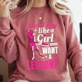 Women's Play Like A Girl Softball Baseball Girls Comfort Colors Sweatshirt Orchid