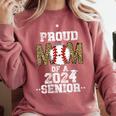 Womens Proud Mom Of a 2024 Senior Class Of 2024 Baseball Mom Comfort Colors Sweatshirt Orchid