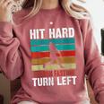 Women's Retro Hit Hard Run Fast Turn Left Baseball Lover Comfort Colors Sweatshirt Orchid