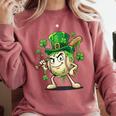 Women's St Patricks Day Baseball Leprechaun Shamrock Player Boys Kid Comfort Colors Sweatshirt Orchid