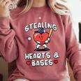 Women's Valentines Day Baseball Stealing Hearts Bases Boys Kids Men Comfort Colors Sweatshirt Orchid Women's Valentines Day Baseball Stealing Hearts Bases Boys Kids Men Comfort Colors Sweatshirt Orchid