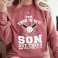 Yes This Is My Son Out Baseball Mom Comfort Colors Sweatshirt Orchid