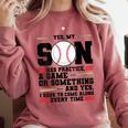Yes Son Has Practice a Game Baseball Mom Comfort Colors Sweatshirt Orchid