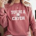You'Re A Catch Baseball Pun Heart Kids Boys Valentines Comfort Colors Sweatshirt Orchid You'Re A Catch Baseball Pun Heart Kids Boys Valentines Comfort Colors Sweatshirt Orchid