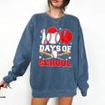 100 Days Of School Baseball Boys Kids Students Comfort Colors Sweatshirt Blue Jean