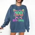 100 Days Of School Baseball Ice Cream Drip 100th Day Player Comfort Colors Sweatshirt Blue Jean