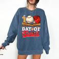 100 Days Of School Baseball Player Sports Game Teacher Kid Comfort Colors Sweatshirt Blue Jean