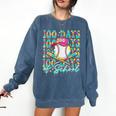 100 Days Of School Drip Baseball 100th Day Baseball School Comfort Colors Sweatshirt Blue Jean