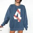 4 Laces 4th Birthday Boy Four Years Baseball Mom T-Shirt Comfort Colors Sweatshirt Blue Jean